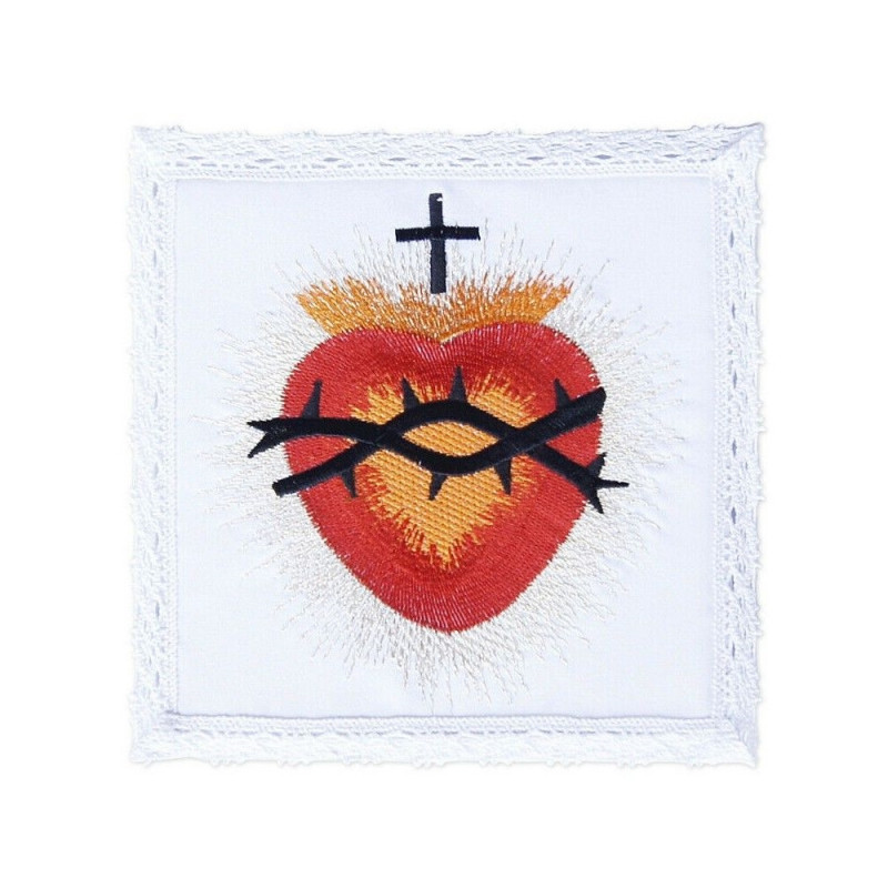 Chalice pall white embroidered Crowned heart - Best Catholic Shop