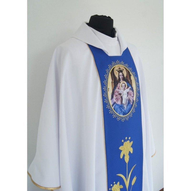 Marian chasuble Our Lady with child on throne - Best Catholic Shop