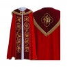 IHS red embroidered cope - velvet stripes (79) - Image 1