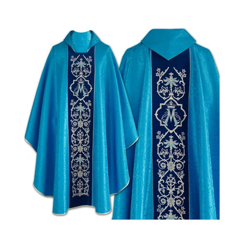 Marian chasuble embroidered blue (27) - Best Catholic Shop