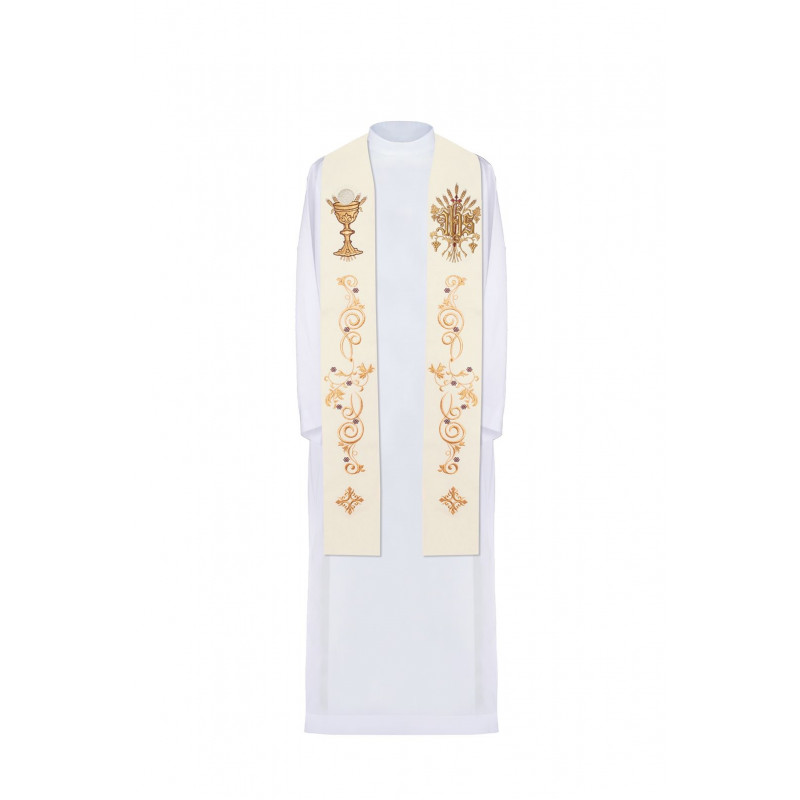 Embroidered stole - Chalice + IHS (411) - Best Catholic Shop