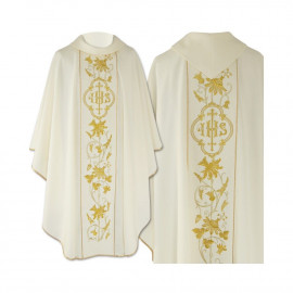 Gothic ecru chasuble embroidered - plain fabric (46)