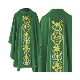 Gothic green chasuble embroidered - plain fabric (45)