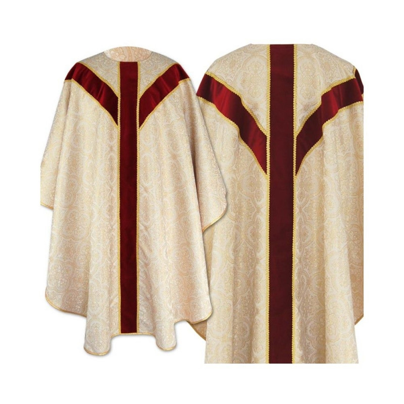 Semi Gothic chasuble - light gold brocade (53) - Best Catholic Shop
