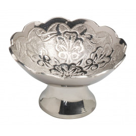 Silver incense burner, legged plate - 8 cm (3.1 inches)