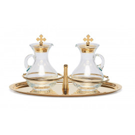 Glass cruet + tray (2)