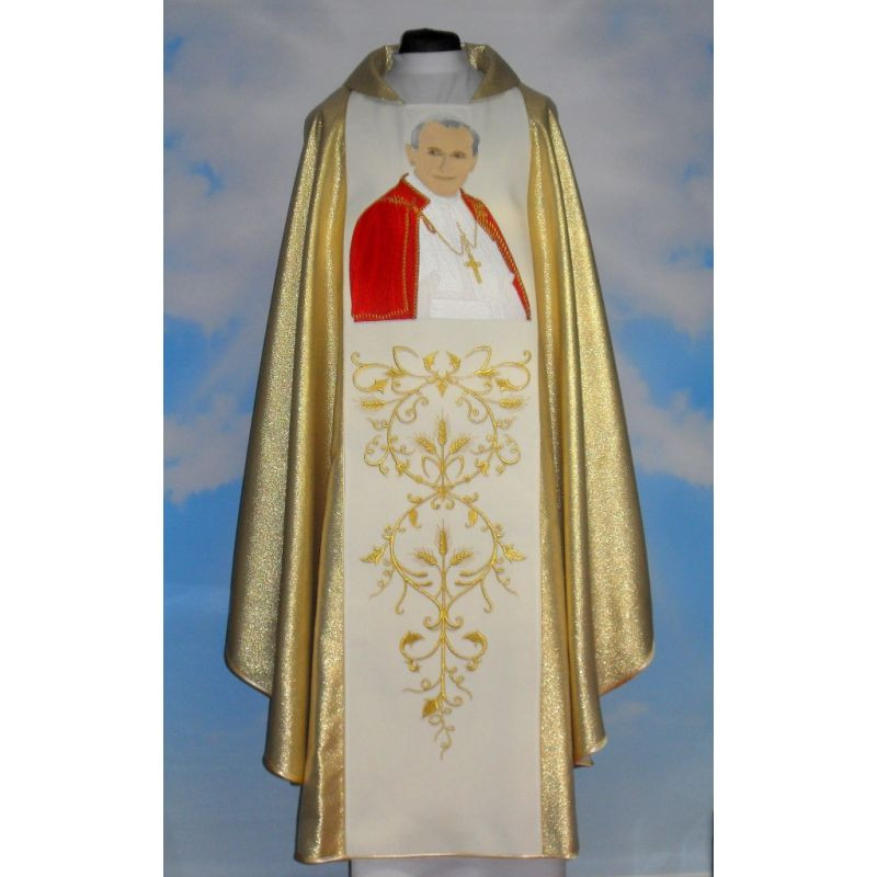Chasuble with the image of John Paul II - wide belt - Best Catholic Shop