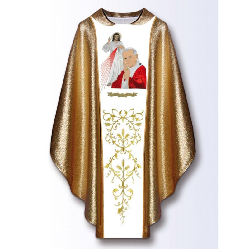 Chasuble with the image of John Paul II and Merciful Jesus - wide belt (2) - Best Catholic Shop