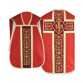 Roman chasuble - damask fabric IHS (30)