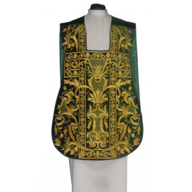 Roman chasuble green embroidered eucharistic motif, velvet (74)