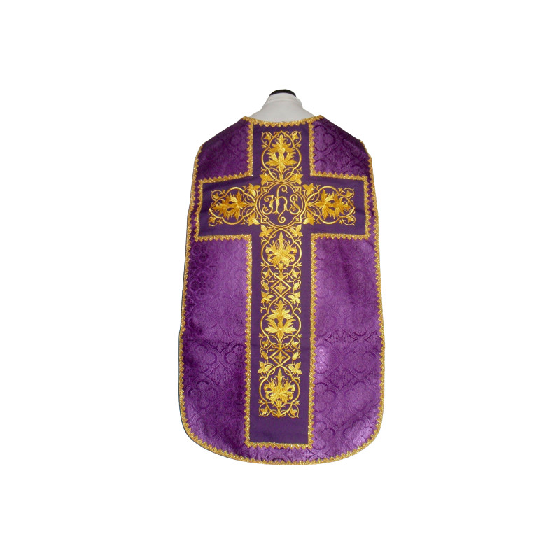 Roman chasuble purple, IHS rosette (57) - Best Catholic Shop