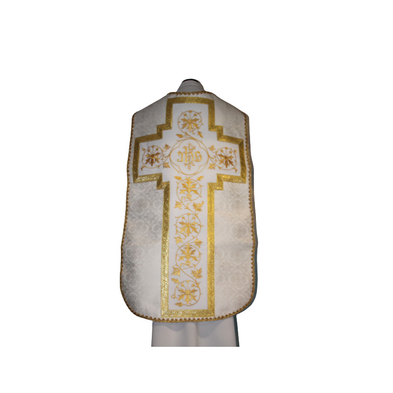 Roman chasuble ecru, IHS rosette (55) - Best Catholic Shop