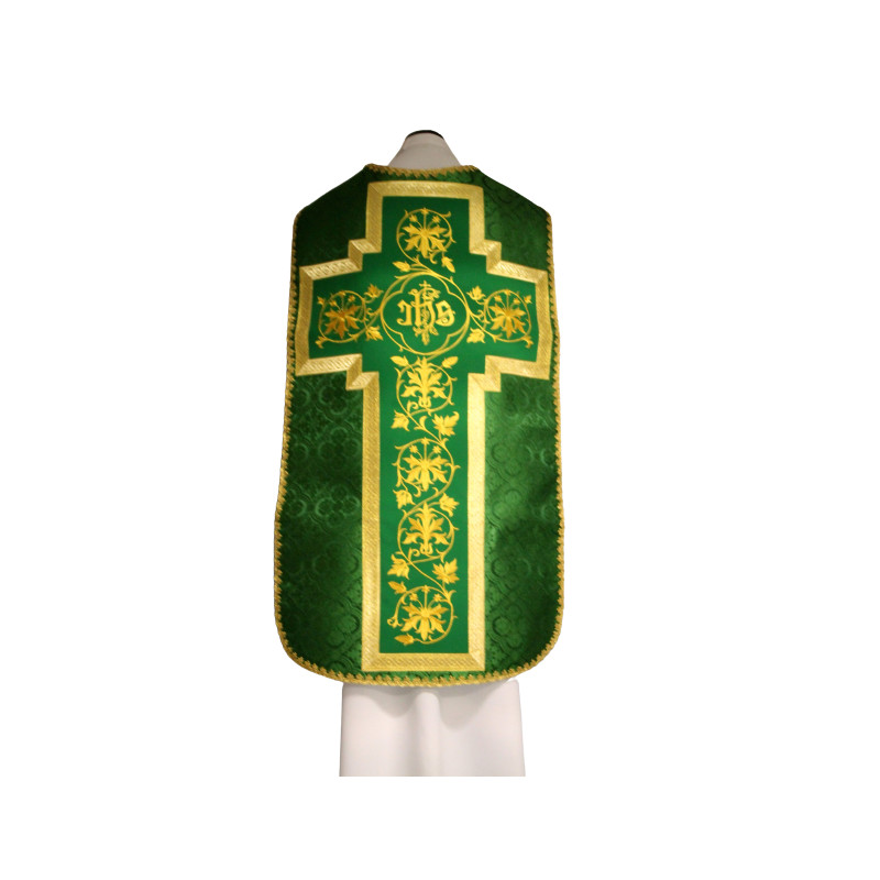 Roman chasuble green, IHS rosette (55) - Best Catholic Shop