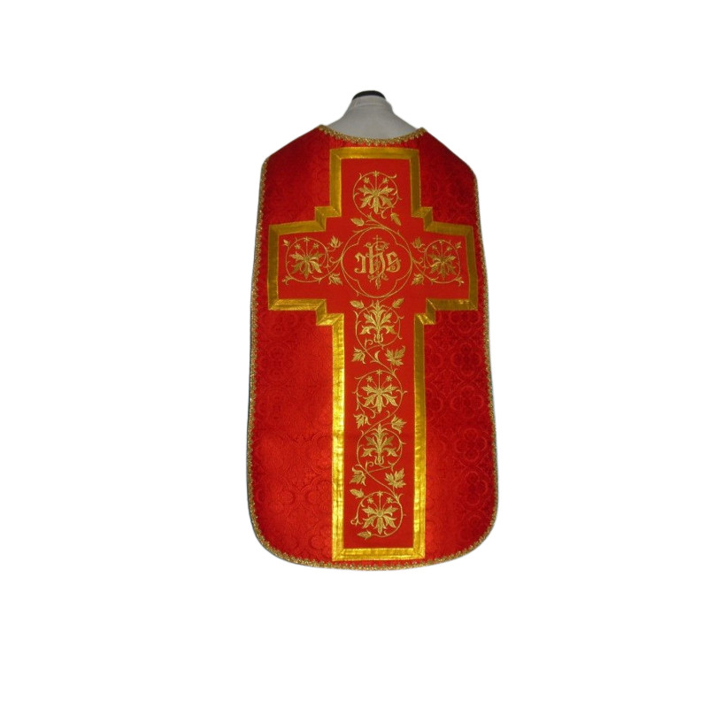Roman chasuble red, IHS rosette (54) - Best Catholic Shop