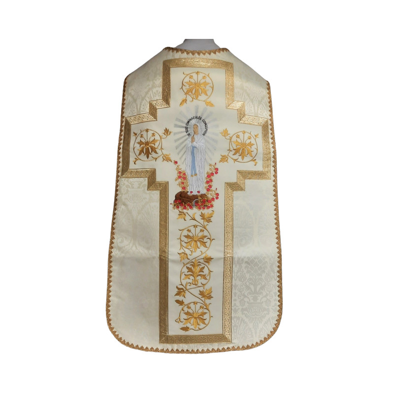 Roman chasuble embroidered with the image of MB of Lourdes - Best Catholic Shop
