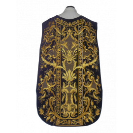 Roman chasuble purple embroidered eucharistic motif, velvet (76)