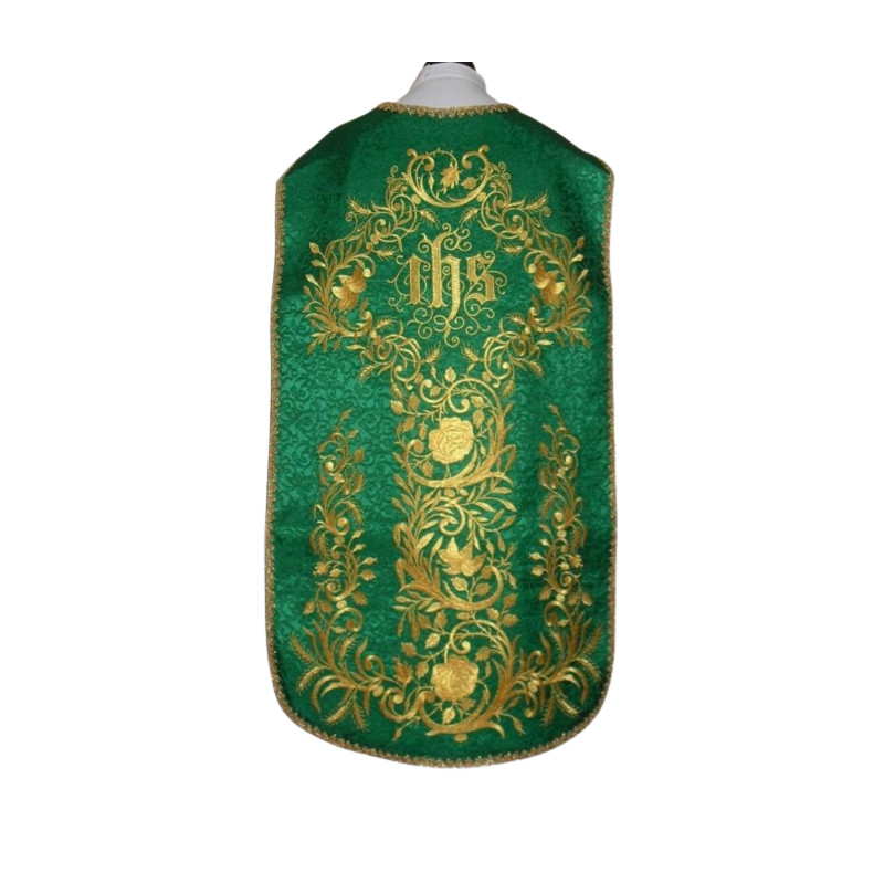 Roman chasuble green embroidered IHS (71) - Best Catholic Shop