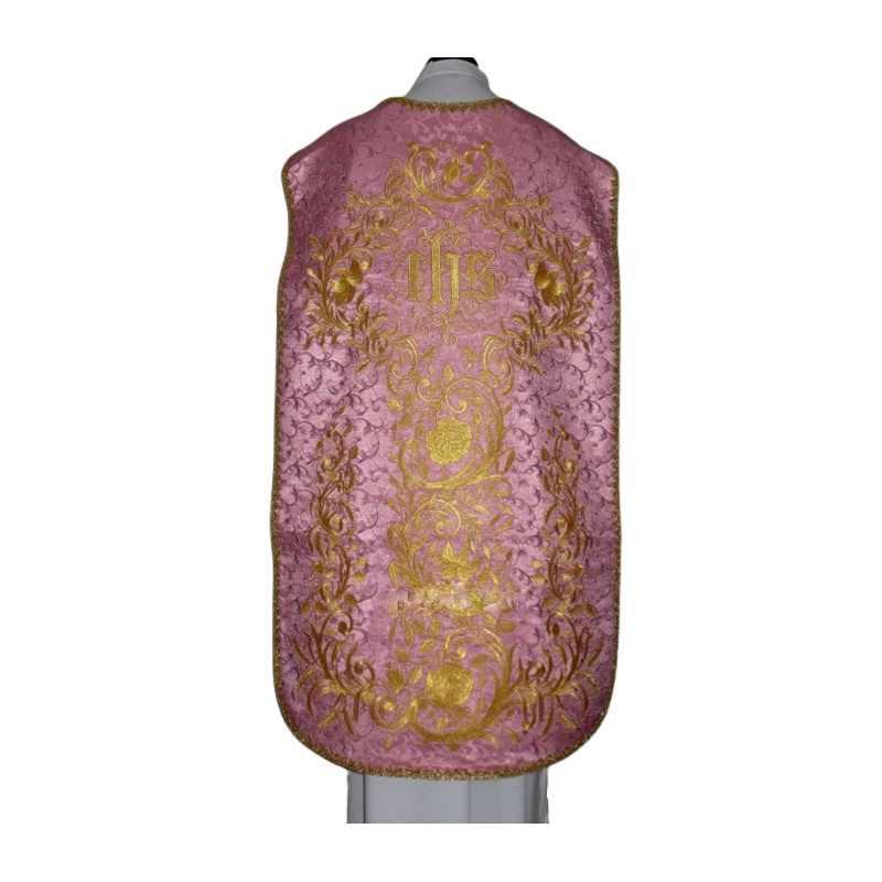 Roman chasuble pink embroidered IHS (69) - Best Catholic Shop