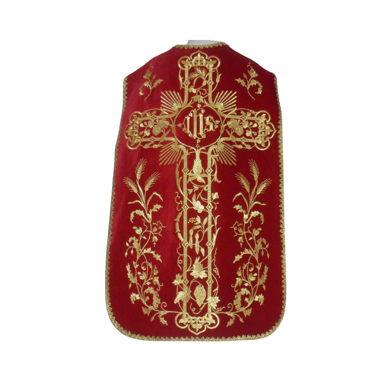 Roman chasuble embroidered IHS, velvet (65) - Best Catholic Shop