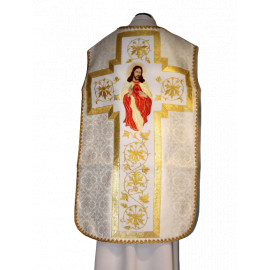 Roman chasuble ecru/white Heart of Jesus (60)