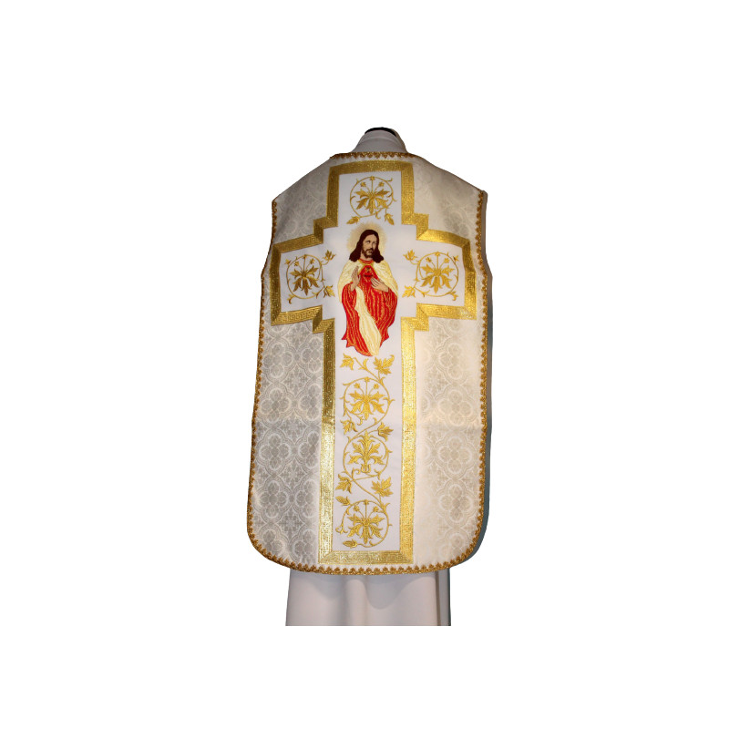 Roman chasuble ecru/white Heart of Jesus (60) - Best Catholic Shop