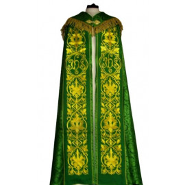 Embroidered cope - IHS green - rosette (1)