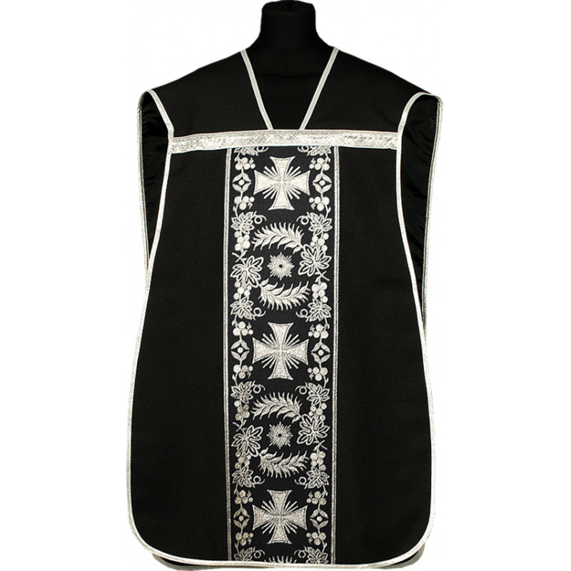 Roman chasuble black - elano-wool (1) - Best Catholic Shop