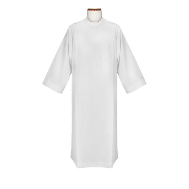Clergy alb - plain fabric, stand-up collar (10) - Best Catholic Shop