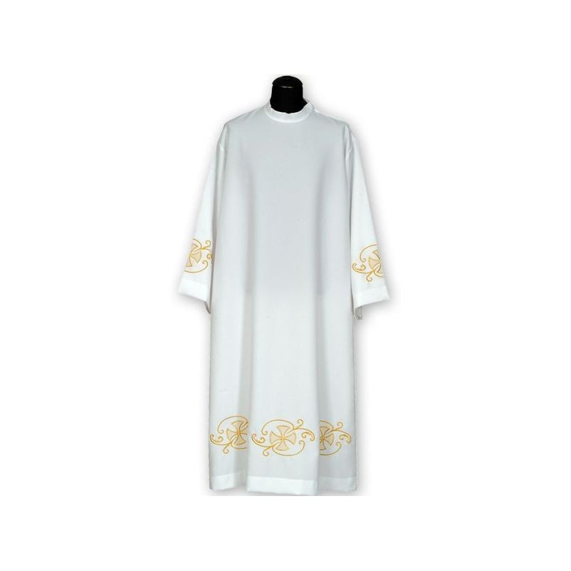 Clergy alb embroidered, stand-up collar (15) - Best Catholic Shop