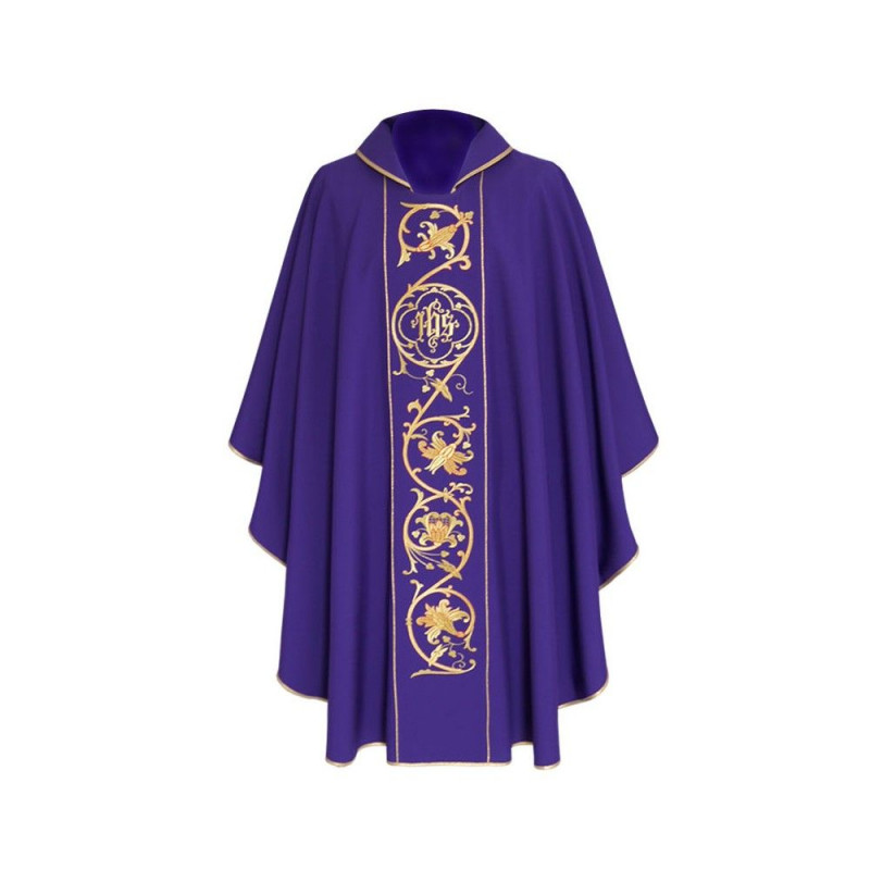 Gothic purple chasuble, embroidered, stretch fabric (173K) - Best Catholic Shop