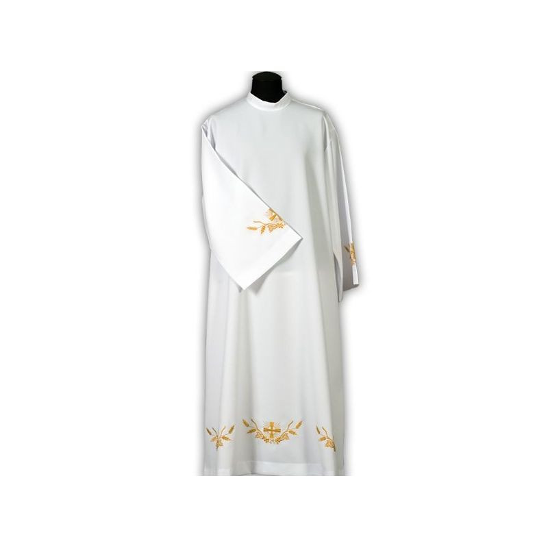 Clergy alb embroidered, stand-up collar (18) - Best Catholic Shop