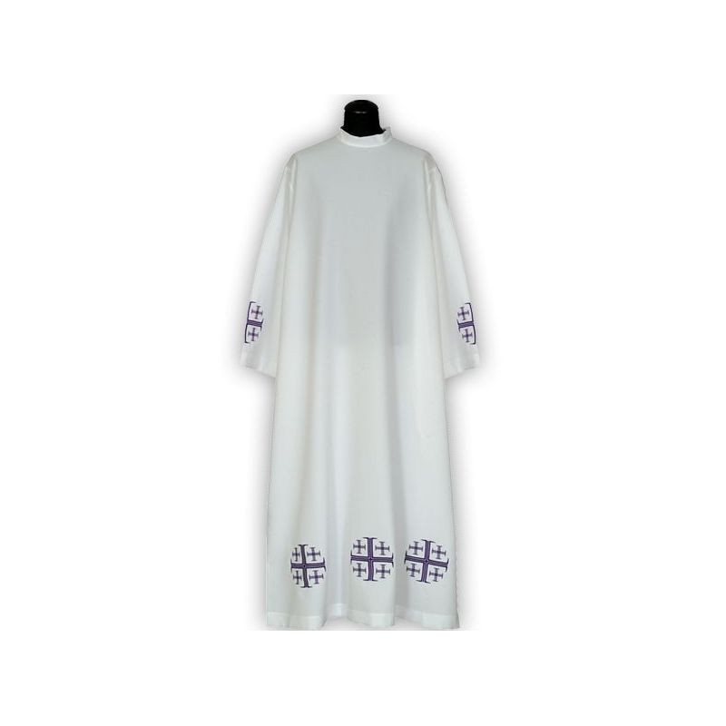 Clergy alb embroidered, stand-up collar (19) - Best Catholic Shop