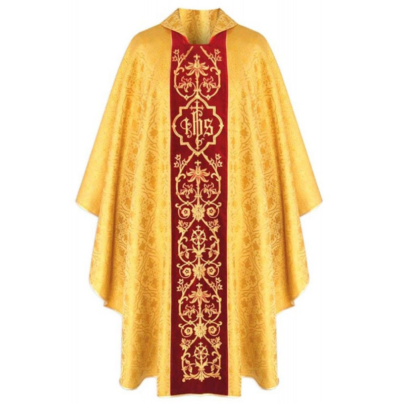 Gothic gold chasuble with rosette, embroidered, velvet band (182K) - Best Catholic Shop