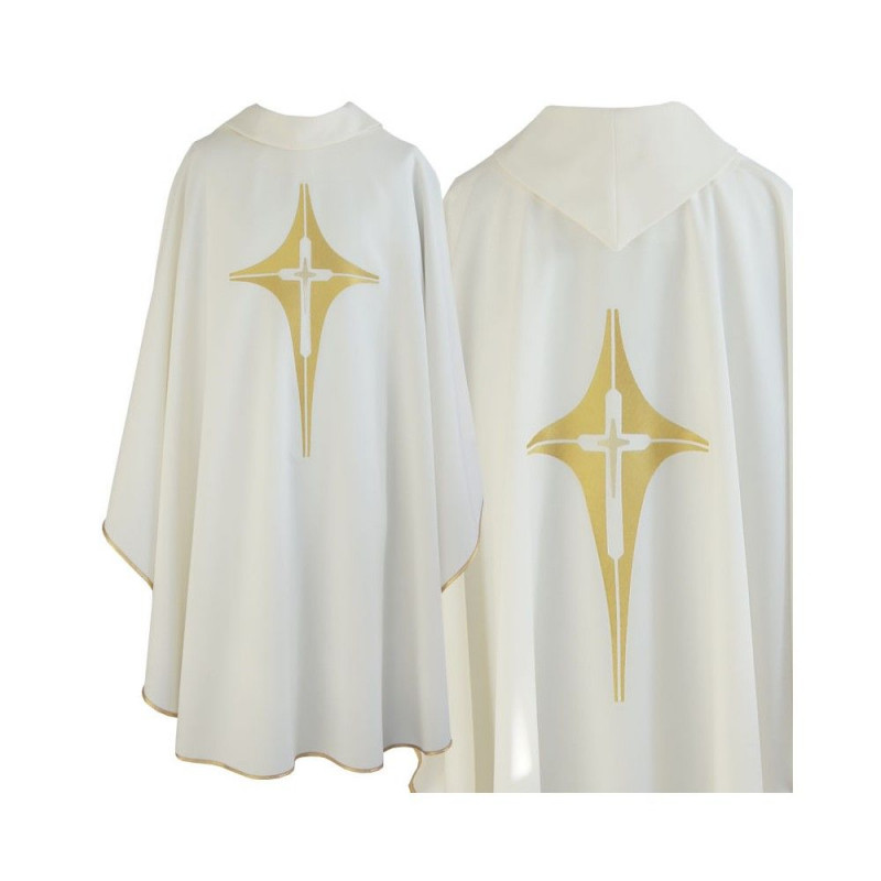 Gothic chasuble ecru, cross motif (185K) - Best Catholic Shop