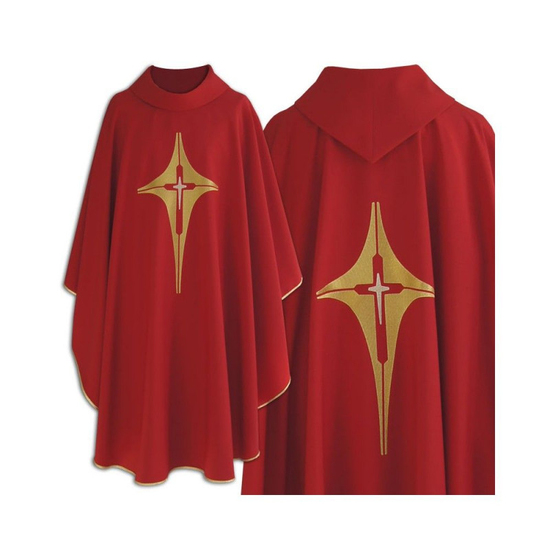 Gothic chasuble red, cross motif (186K) - Best Catholic Shop