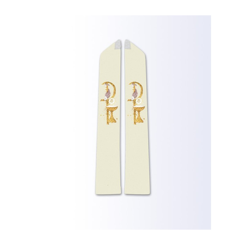 Ecru stole with Eucharistic motif - Best Catholic Shop