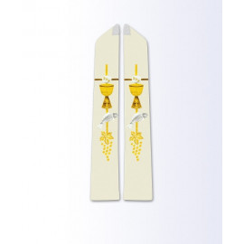 Ecru stole with Eucharistic motif