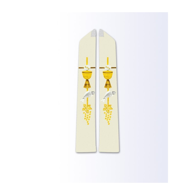 Ecru stole with Eucharistic motif - Best Catholic Shop