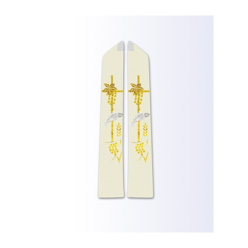 Ecru stole with Eucharistic motif - Best Catholic Shop