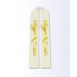 Ecru stole with Eucharistic motif