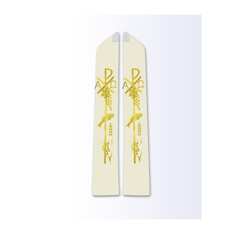 Ecru stole with Eucharistic motif - Best Catholic Shop