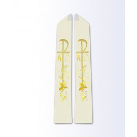 Ecru Stole with Eucharistic Motif Alpha and Omega