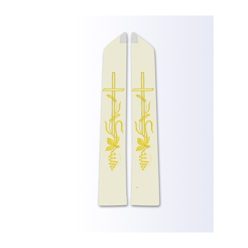 Ecru stole with Eucharistic motif - Best Catholic Shop