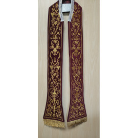Burgundy stole with Eucharistic motif, velvet - 120 cm