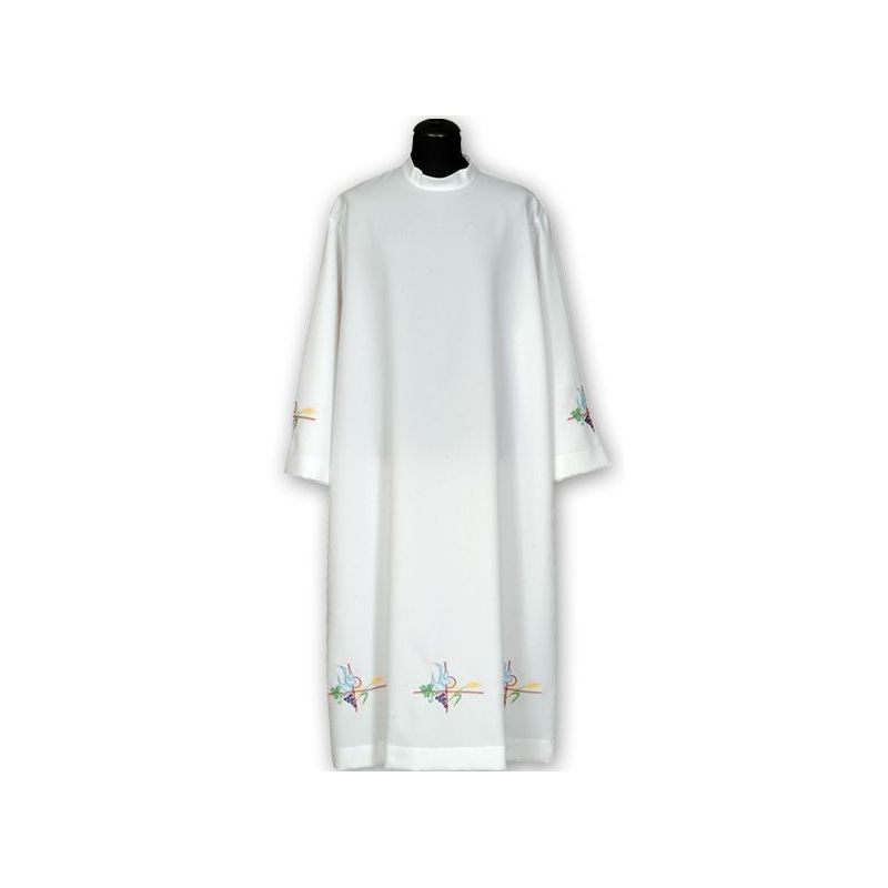 Clergy alb embroidered, stand-up collar (20) - Best Catholic Shop