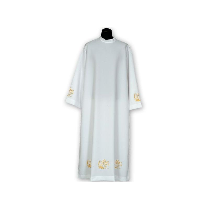 Clergy alb embroidered, stand-up collar (22) - Best Catholic Shop