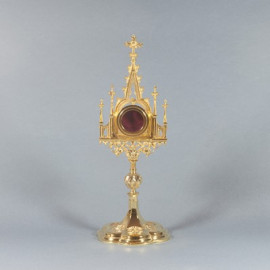Small Gothic Gilded Brass Reliquary