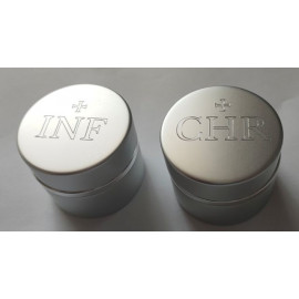 Set of two silver vessels for holy oils