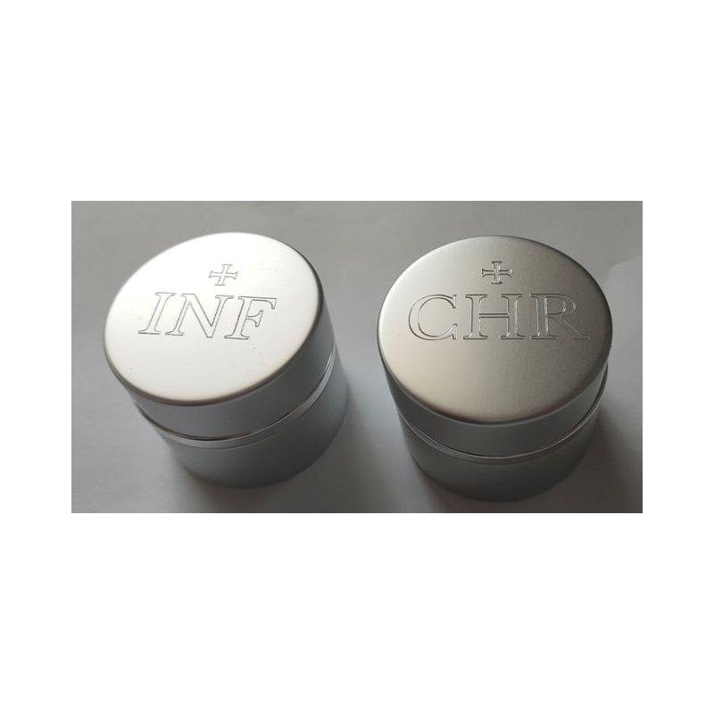 Set of two silver vessels for holy oils - Best Catholic Shop