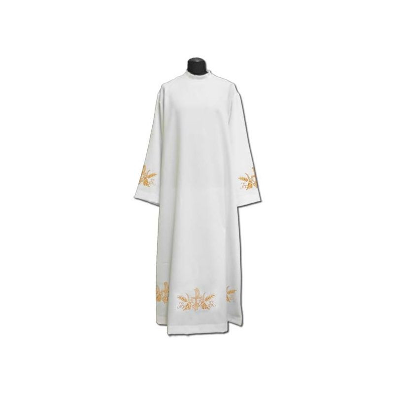 Clergy alb embroidered, stand-up collar (25) - Best Catholic Shop